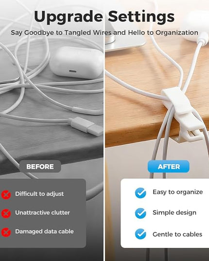 Movable Cord Holder for Nightstand, 2026 New Upgrade Cord Organizer Holder, Cable Organizers USB Cable Holder Wire Organizer Cord Clips, Cable Hider for Home, Office,Cubicle Accessories (6, White)