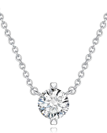 G&GEMSJEW Heart Necklaces for Women, 1-2 Carats Moissanite, 18K White Gold-Plated 925 Sterling Silver Round Brilliant Cut Moissanite Imitation Diamond Necklaces, Jewelry Gifts for Christmas Valentine's Day,Anniversary Present for Wife Women