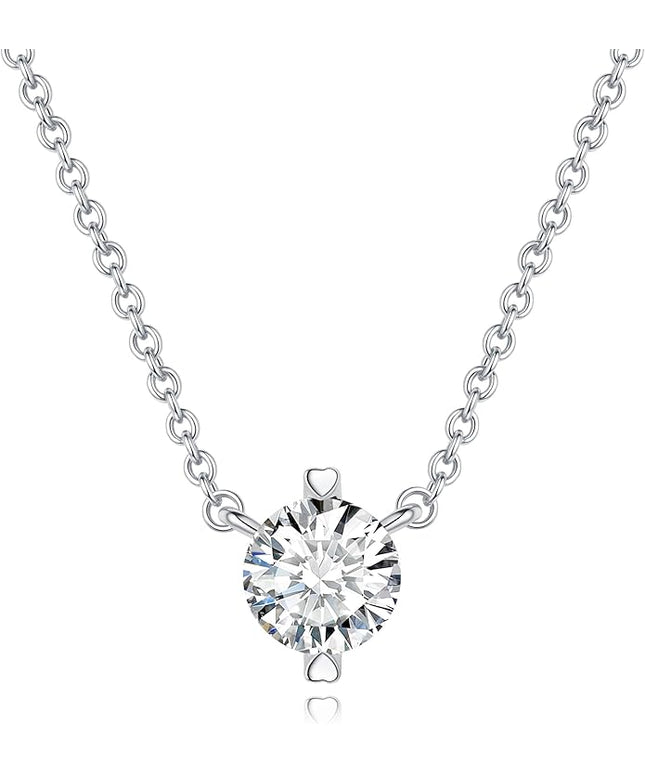G&GEMSJEW Heart Necklaces for Women, 1-2 Carats Moissanite, 18K White Gold-Plated 925 Sterling Silver Round Brilliant Cut Moissanite Imitation Diamond Necklaces, Jewelry Gifts for Christmas Valentine's Day,Anniversary Present for Wife Women