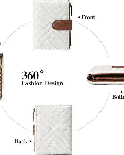 GAEKEAO Small Wallets for Women Leather RFID Blocking Bifold Zipper Pocket Wallet Card Case Purse with ID Window