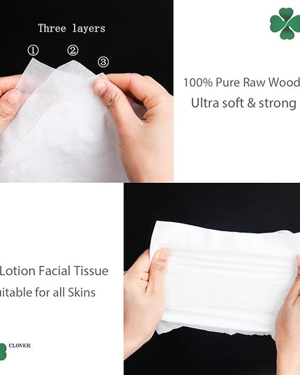 CLOVER Travel Tissues 3-Ply Facial Tissues & Car Tissues - Compact Tissue Canister for Cup Holder, Office, Bedroom, Vanity (Lition Pack of 4)