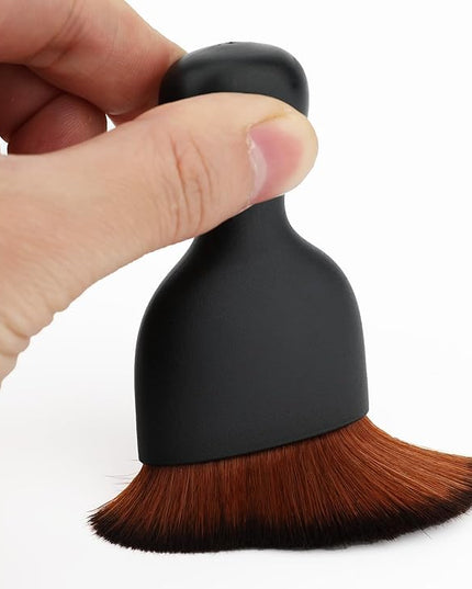 Car Detailing Brush, Soft Bristle Cleaning Brush, Scratch-Free Auto Duster Tool for Dashboard, Air Vents, Leather & Interior Cleaning (Black&Dark Brown)