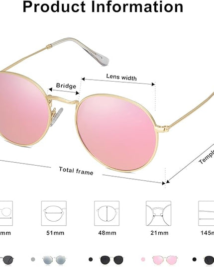 SOJOS Small Round Polarized Sunglasses for Women Men Classic Vintage Retro Shades UV400 SJ1014