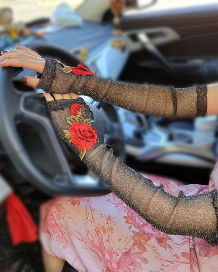 Specell Embroidered Flowers Lace Fingerless Gloves - for Bridal Wedding Cocktail Tea Party Evening Prom Costumes Cosplay
