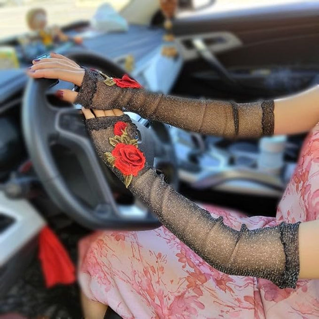 Specell Embroidered Flowers Lace Fingerless Gloves - for Bridal Wedding Cocktail Tea Party Evening Prom Costumes Cosplay