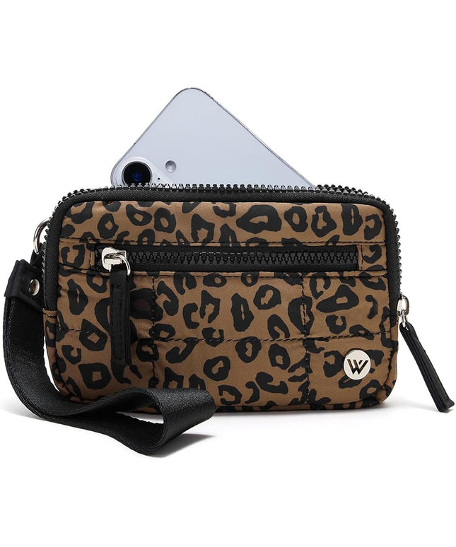 WESTBRONCO Wristlet Wallets for Women Nylon Quilted RFID Wallet with 3 Zipper Purse for Travel