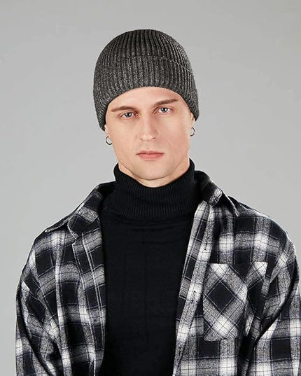 ROYBENS Swag Wool Knit Cuff Short Fisherman Beanie for Men Women, Winter Warm Hats