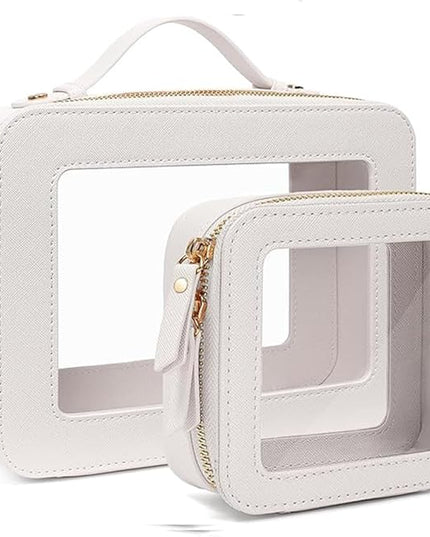 Travel Clear Makeup Bag Set, TSA Approved Cosmetic Bag Case with Zipper Portable Makeup Pouch Toiletry Bag Traveling Cosmetic Organizer Storage Bag Car Organizer Car Essentials