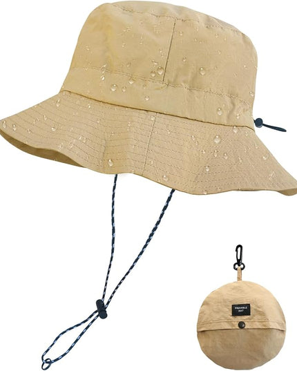 PFFY Quick Dry Waterproof Packable Bucket Hat for Women Men Outdoor Sun Hats with Detachable Chin Strap