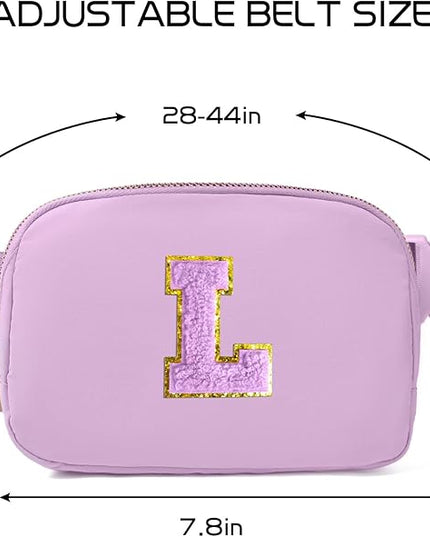 Gitus Gifts for 8 9 10 11 12 Year Old Girls Belt Bag Fanny Pack Crossbody Bags with Initial Letter Patch Cute Stuff Birthday Gifts for Teen Girls Women Personalized Trend Stuff (Lavender-L)