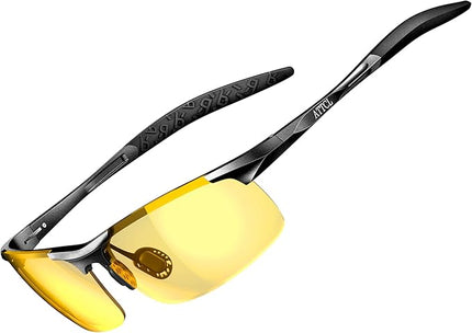 ATTCL Polarized Sunglasses Men Sports: UV Protection Anti Glare Wrap Around Lightweight Metal Driving Fishing Golf Running
