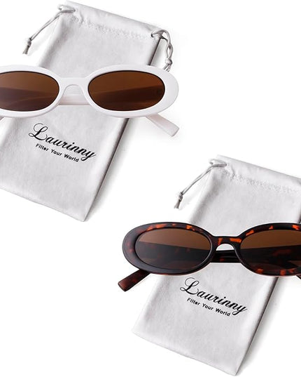 90s Sunglasses for Women Men Retro Small Oval Sunglasses