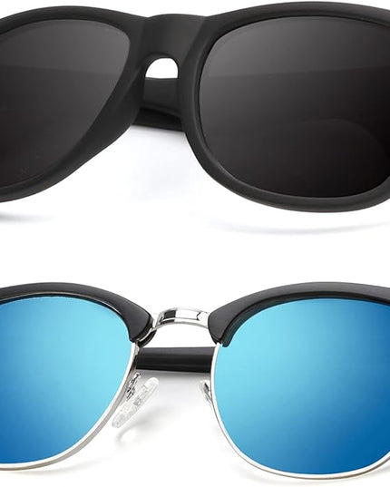 KALIYADI Polarized Sunglasses for Men and Women Semi-Rimless Frame Driving Sun glasses UV Blocking