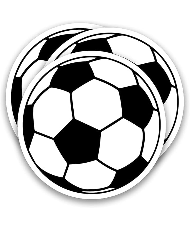 (3Pcs) Soccer Stickers Waterproof Vinyl Soccer Ball Decals for Water Bottle, Tumbler, Laptop, Phone Case, Scrapbooking, Team Players, Coach, 3" x 3"