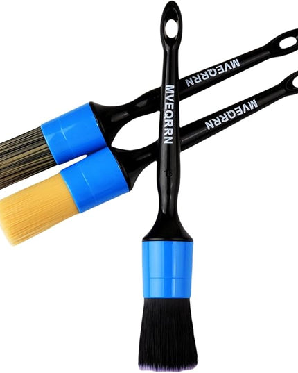 3pcs Car Detailing Brush Set-1pcs Boars Hair Car Detailing Brushes,1pcs Ultra Soft No Scratch Detailing Brush for Air Vent,Leather Seat 1pcs auto Detail Brushes for Interior Exterior(Blue)