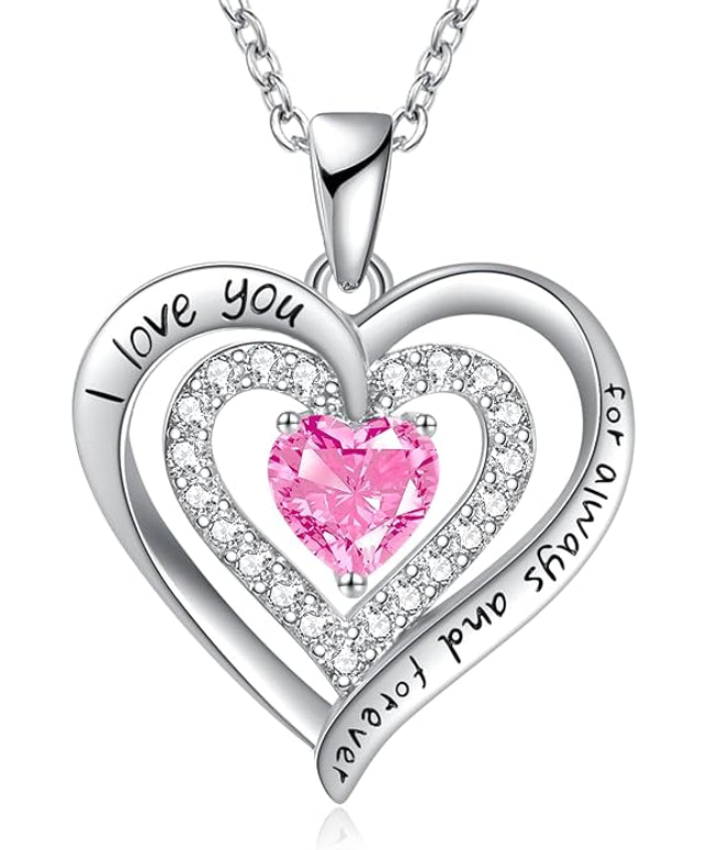 REDBEE Necklaces for Women Birthstone Heart Necklace Jewelry for Wife Girlfriend Woman Necklace
