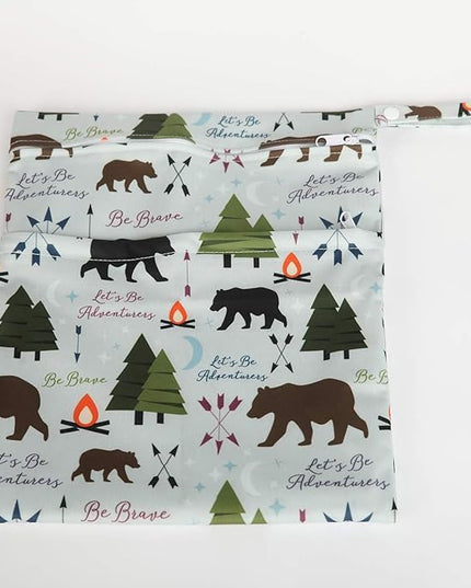Wet Dry Bag Baby Cloth Diaper Nappy Insert Bag Reusable With Two Zippered Pockets (Be Brave)