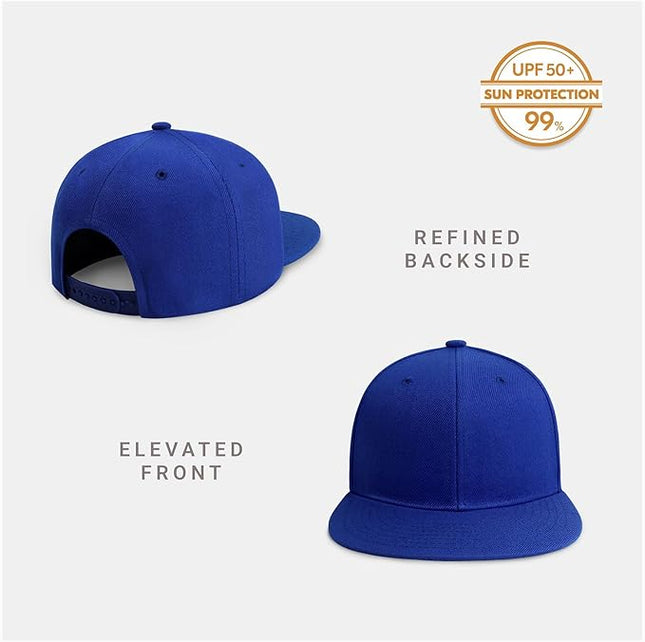 CHOK.LIDS Flat Bill Visor Classic Snapback Hat Blank Adjustable Brim High Top End Trendy Color Style Plain Tone Baseball Cap