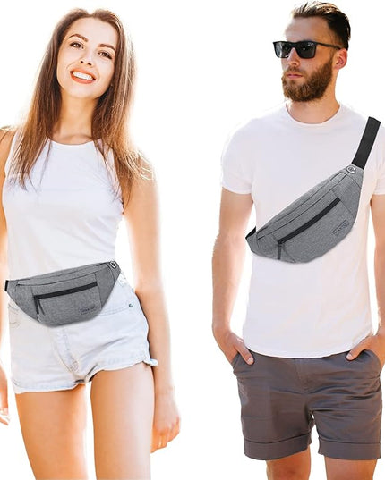 MAXTOP Large Crossbody Fanny Pack with 4-Zipper Pockets,Gifts for Enjoy Sports Festival Workout Traveling Running Casual Hands-Free Wallets Waist Pack Phone Bag Carrying All Phones