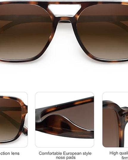 SOJOS Retro Aviator Sunglasses for Women Men,Trendy Rectangle Womens Mens Shades Sun Glasses SJ2202