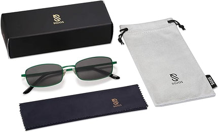 SOJOS Small Trendy Rectangle Sunglasses Womens Mens, Retro 80s 90s Y2k Chic Narrow Thin Skinny Sunnies SJ1187