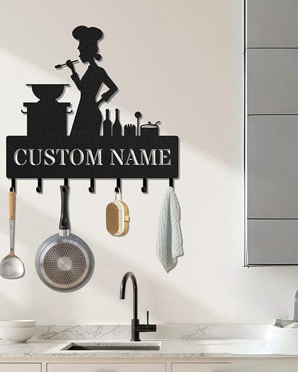 LOWACOS Personalized Key Holder for Wall, Custom Metal Kitchen Key Hooks with Name, Meta Jacket Holder Hooks Organizer Rack, Jacket Hanger Decor for Kitchen, Entryway, Hallway, Office, Doorway