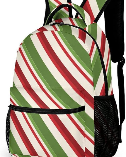 Fashion Christmas Contrast Stripes Backpack Lightweight Large Capacity Laptop Daybag for Travel Work