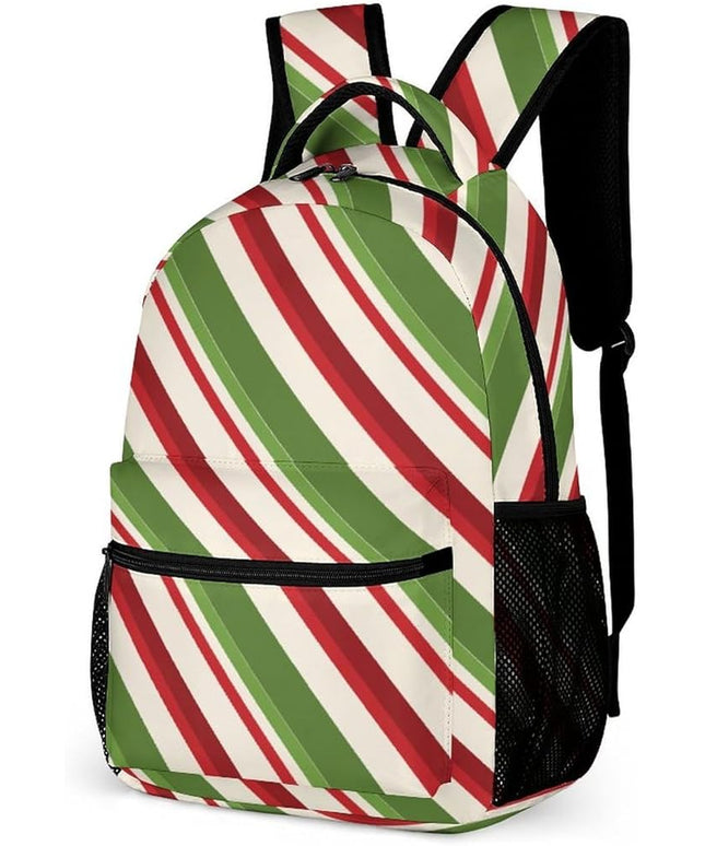 Fashion Christmas Contrast Stripes Backpack Lightweight Large Capacity Laptop Daybag for Travel Work