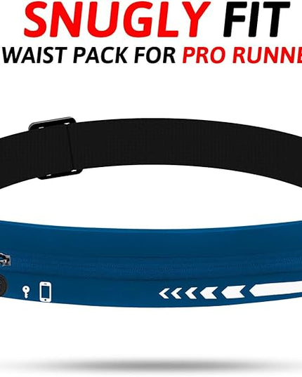 USHAKE Slim Running Belt for Women Men-Runners Phone Holder Fanny Pack, Adjustable, Bounce Free Waist Pouch bag for Workout, Money Belt, Run Gear Accessories Navy Blue