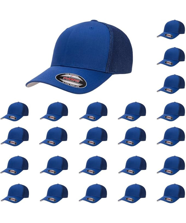 Flexfit 6511 Fitted Mid-Profile Stretchable Mesh Panels Trucker Cap | Bulk Pack Available