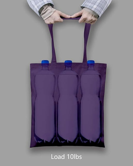 TOPDesign 6-Pack Economical 16"x15" Deep Purple Cotton Tote Bags, Lightweight Medium Reusable Grocery Shopping Cloth Bags, Suitable for DIY, Advertising, Promotion, Gift, Activity