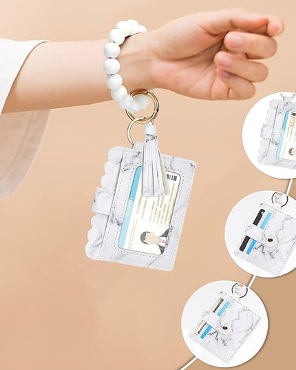Wristlet Keychain for Women Silicone Key Ring Bracelet Wristlet Wallet Bracelet Keychain Card Holder Keyring