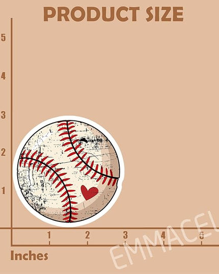 (3PCS) Baseball Stickers Baseball Heart Vinyl Decals Waterproof Sticker for Water Bottle Laptop Tumbler Scrapbook Helmet, Gifts for Baseball Lovers, Baseball Team Size 3" x 3"