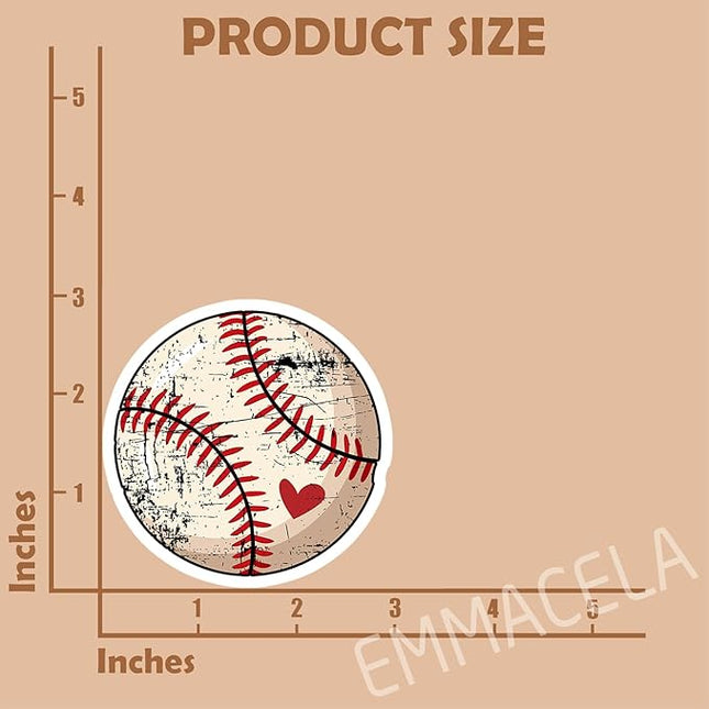 (3PCS) Baseball Stickers Baseball Heart Vinyl Decals Waterproof Sticker for Water Bottle Laptop Tumbler Scrapbook Helmet, Gifts for Baseball Lovers, Baseball Team Size 3" x 3"