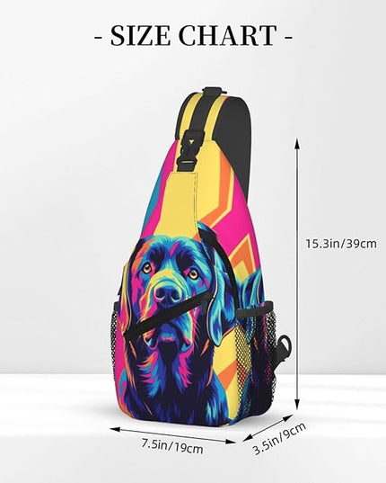 Animal Face Sling Bag Crossbody Bags Chest Bag Backpack for Travel Running and Hiking for Men Women Colorful Dog 1