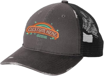 INK STITCH C600 Custom Embroidery Texts Logo Distressed Trucker Caps