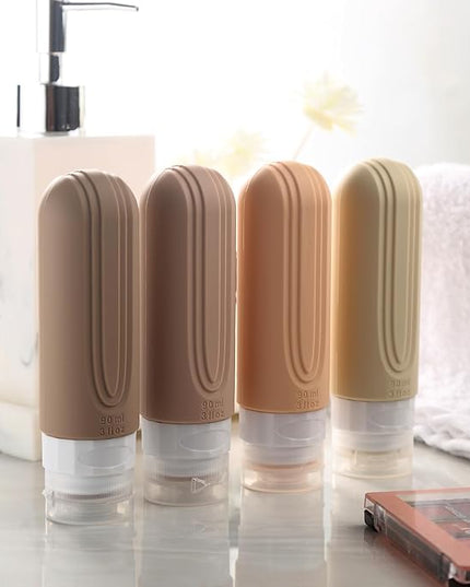 Travel Bottles for Toiletries, Tsa Approved 3oz Travel Size Containers BPA Free Leak Proof Refillable Liquid Silicone Squeezable Travel Accessories for Shampoo Conditioner Lotion (4 Pack)