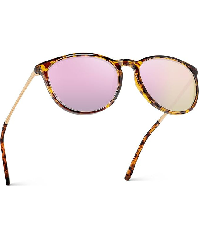 WearMe Pro Round Polarized Sunglasses for Women - UV400 Protection, Lightweight Frame, Vintage Retro Style