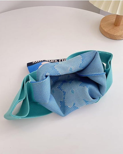 Women's Wrist Knot Tote Bag Small Crochet Wristlet Handbag Aesthetic Cute Knit Purse (Very Small Size)