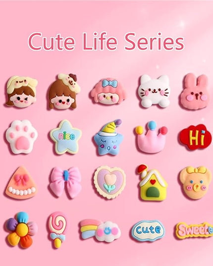 100pcs Non-Repeating 3D Stickers, Cute Decorations, Resin Charms,Flatback Charms,DIY Materials,Laptop and Phone case Decorations