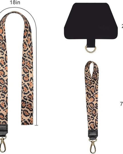 SHANSHUI Phone Strap, Universal Cell Phone Neck Lanyard Wrist Lanyard Tether Lanyard for Smartphone Safety Tether System Key Chain Holder - Cheetah