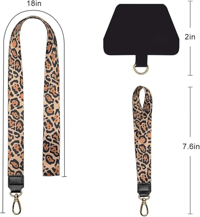 SHANSHUI Phone Strap, Universal Cell Phone Neck Lanyard Wrist Lanyard Tether Lanyard for Smartphone Safety Tether System Key Chain Holder - Cheetah