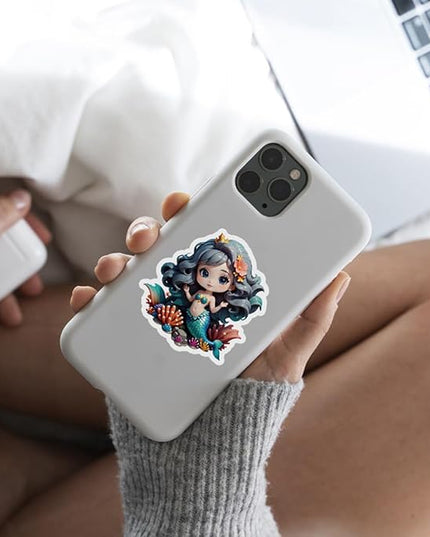 Cute Mermaid Vinyl Stickers, 50 PCS Waterproof Mermaid Ocean Fantasy Decals for Laptops, Scrapbooking, Journals, Water Bottles, Phones, Notebooks & DIY Decor