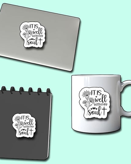 (3Pcs) It is Well with My Soul Sticker, Christian Gifts Decorate Books Laptop Phone, Water Bottles Kindles Stickers, Tumbler Sticker Waterproof Vinyl Decorate Sticker 3" Inch