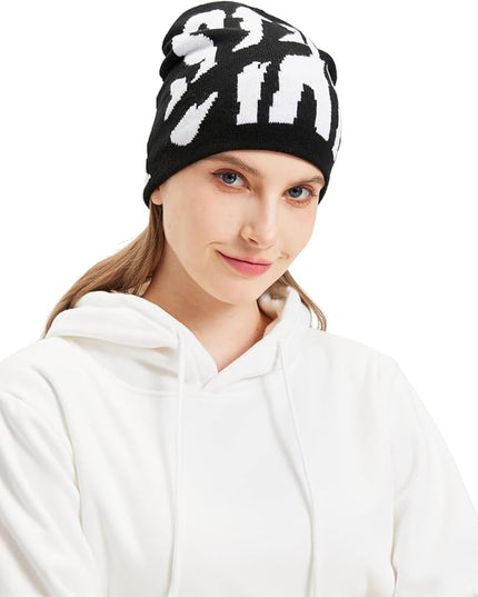 Y2K Beanie for Men Women Knitted Hat Winter Cap Star Design Warm Casual Skullies Cold Weather Knit Outdoor