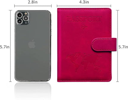 Passport Holder for Travel Passport Holder with Card Slots Holder Passport Case Passport cover for Women and Men Passport Wallet Travel Essentials and Accessories (Buckle, Red)