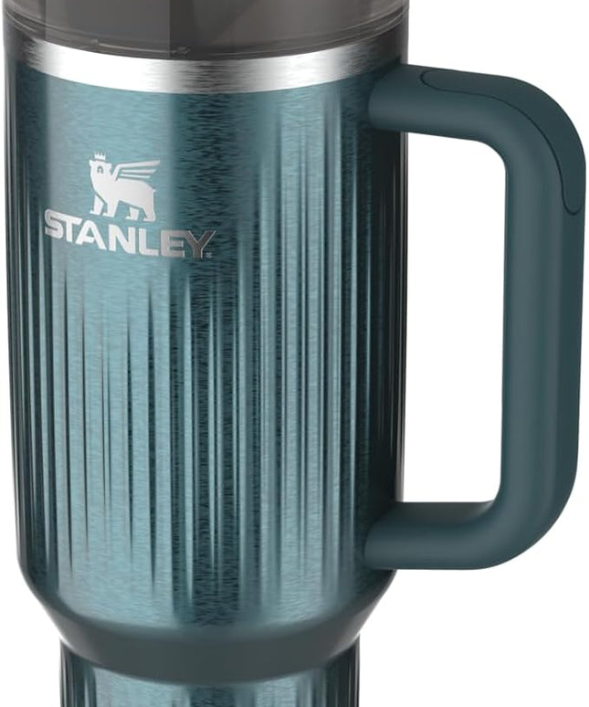 STANLEY Quencher H2.0 Tumbler with Handle and Straw 40 oz | Flowstate 3-Position Lid | Cup Holder Compatible for Travel | Insulated Stainless Steel Cup | BPA-Free | Fluted Marina Shine