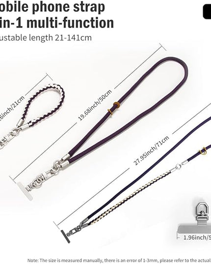 Besnfoto Phone Lanyard Crossbody Phone Strap 3-IN-1 Neck and Wrist strap for Cell Phone 360°Universal Metal Buckles and Tabs