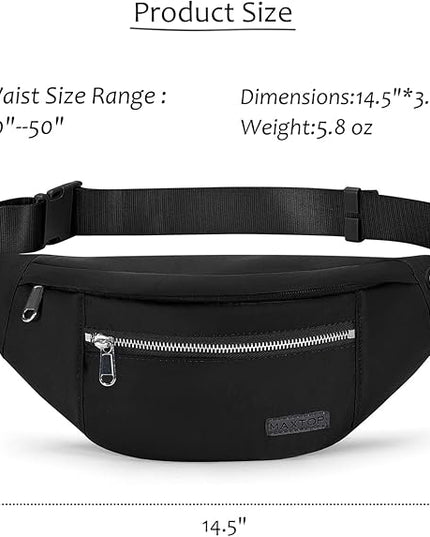 MAXTOP Large Crossbody Fanny Pack with 4-Zipper Pockets,Gifts for Enjoy Sports Festival Workout Traveling Running Casual Hands-Free Wallets Waist Pack Phone Bag Carrying All Phones