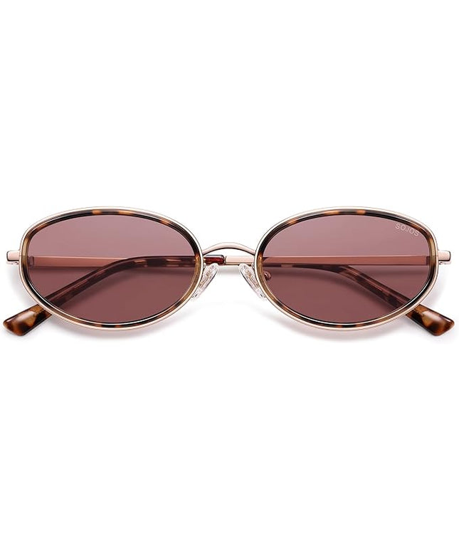 SOJOS Trendy Oval Polarized Sunglasses for Women Men, 80s 90s Chic Retro Vintage Sunnies SJ1248